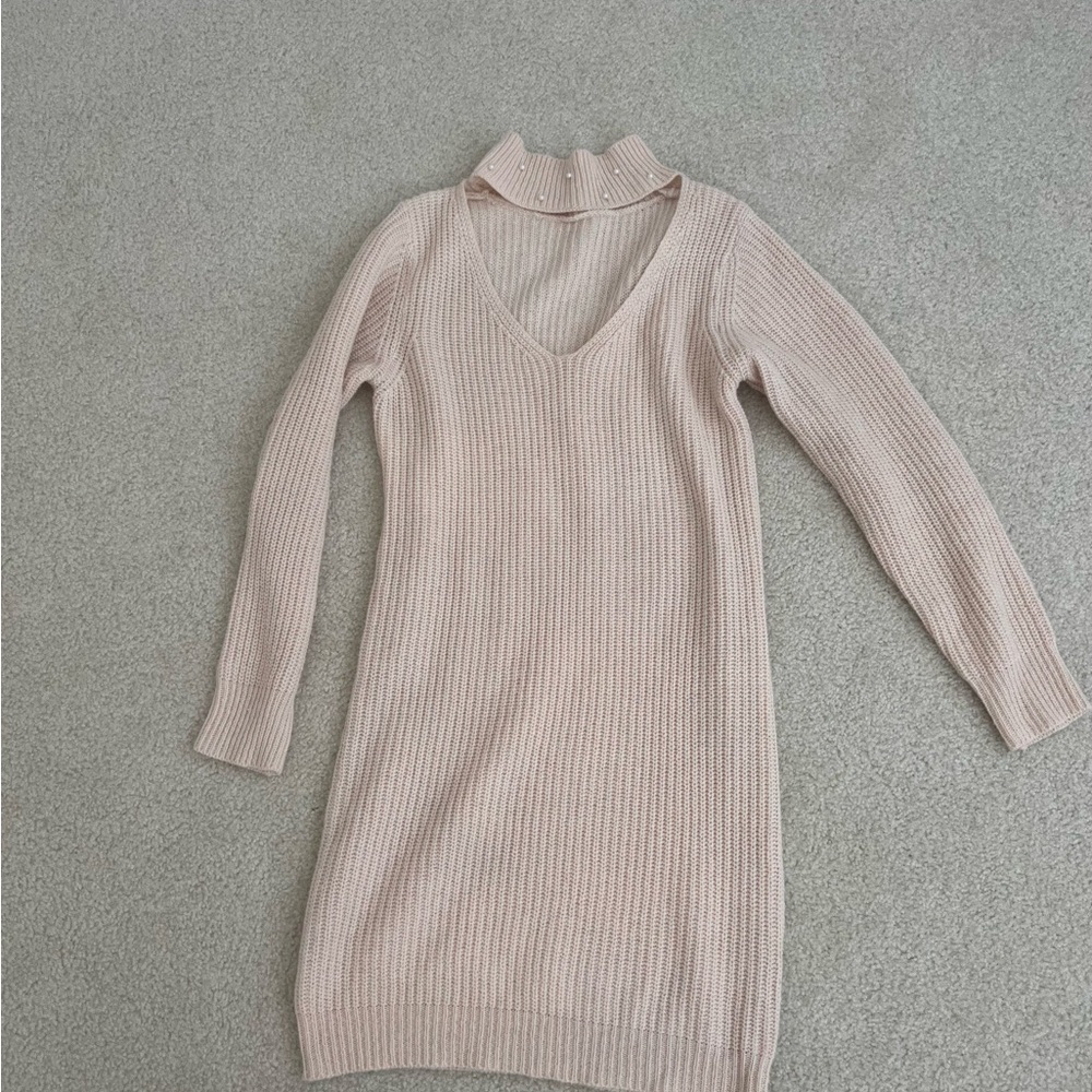 Elegant Cream Knit Dress
